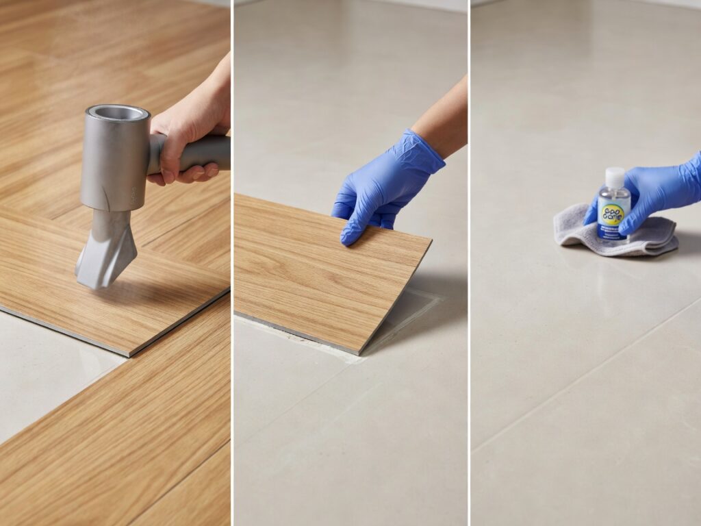 How to remove peel and stick floor tiles from rental apartment without damage - 
step by step removal tutorial using hair dryer