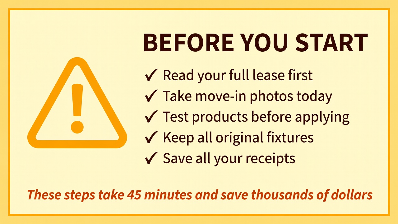 Checklist of six important steps renters should take before decorating their apartment to protect their security deposit