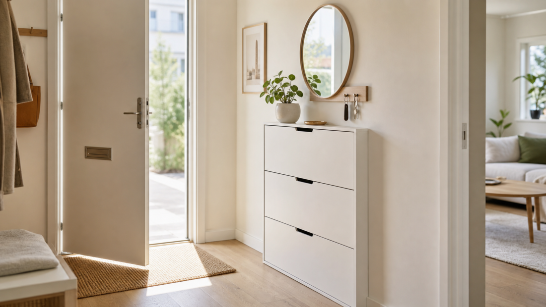 7 Small Entryway Cabinet & Shoe Storage Hacks for Apartments